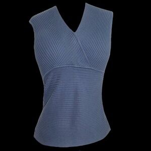 Vintage Blue Ribbed Blouse Size PS